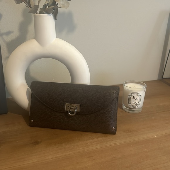 Salvatore Ferragamo Continental Wallet - Brown Leather & Silver Hardware - Picture 2 of 5